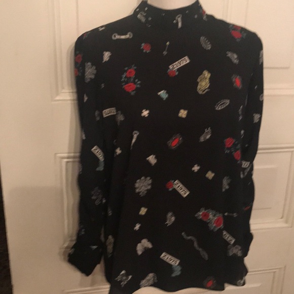 EUC Studded Long Sleeved Zara Shirt Size Small - Picture 3 of 8